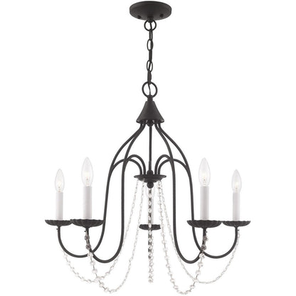 Black Five Light Dimmable Chandelier With Shades