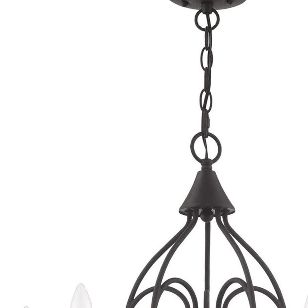 Black Five Light Dimmable Chandelier With Shades