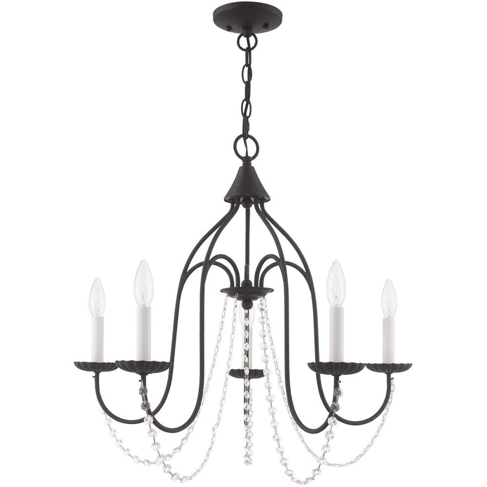 Black Five Light Dimmable Chandelier With Shades