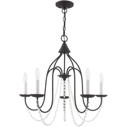 Black Five Light Dimmable Chandelier With Shades