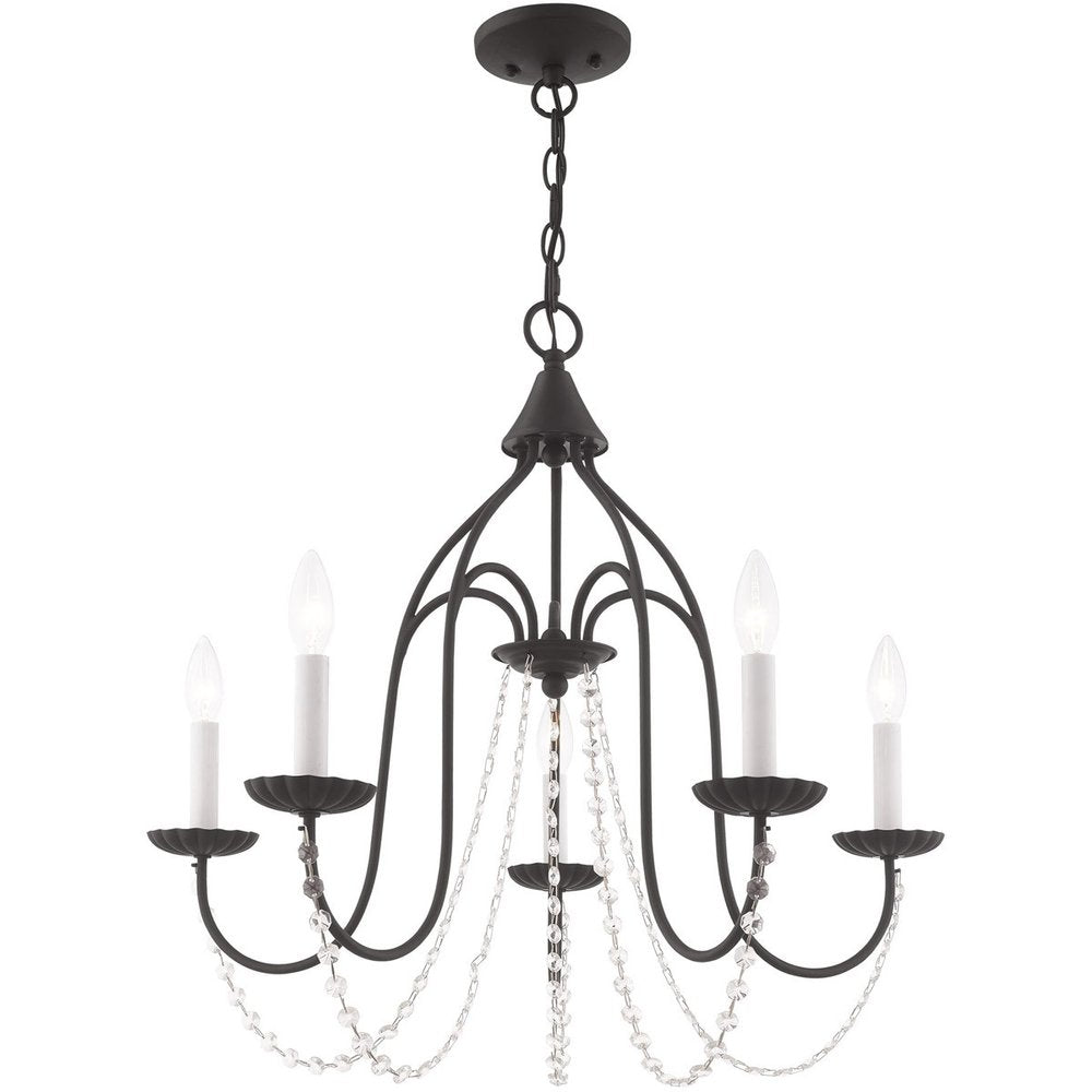 Black Five Light Dimmable Chandelier With Shades