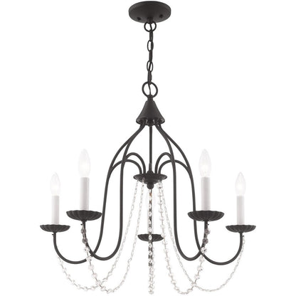 Black Five Light Dimmable Chandelier With Shades