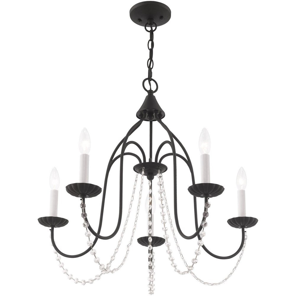 Black Five Light Dimmable Chandelier With Shades