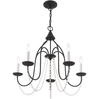 Black Five Light Dimmable Chandelier With Shades
