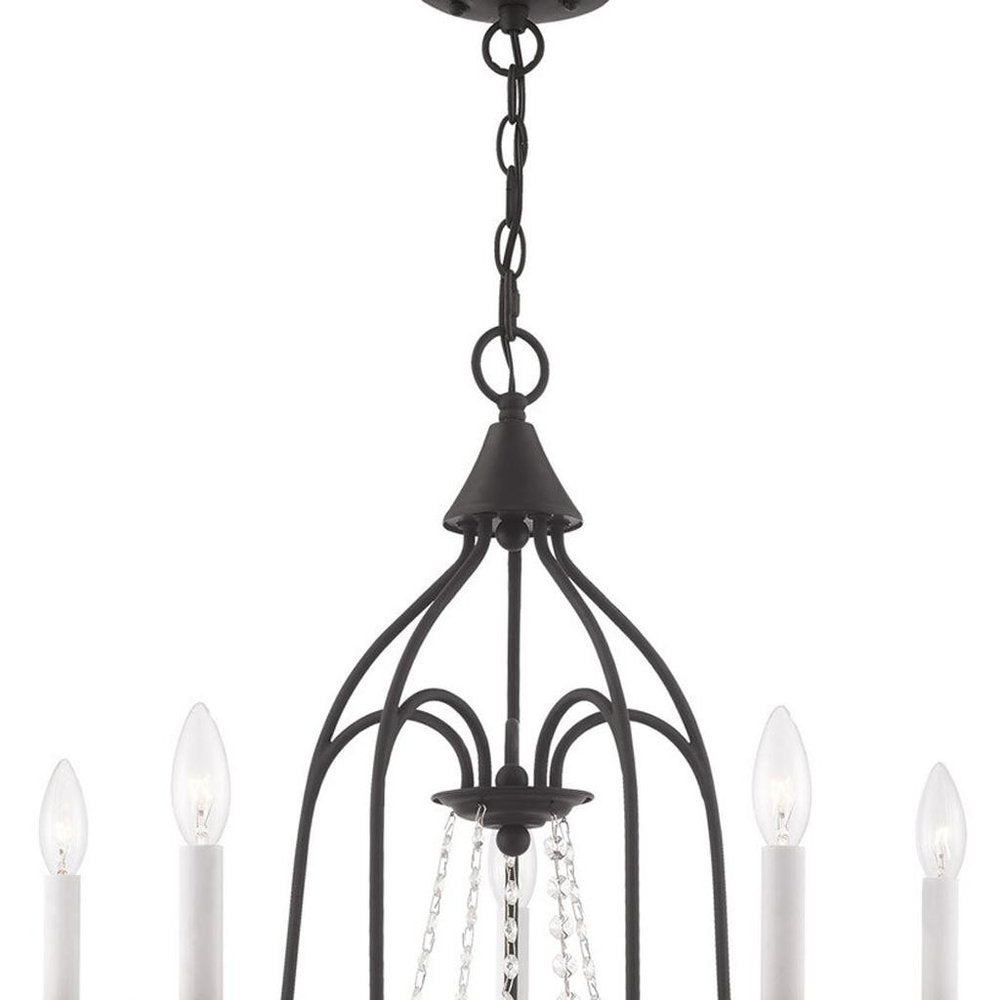 Black Five Light Dimmable Chandelier With Shades