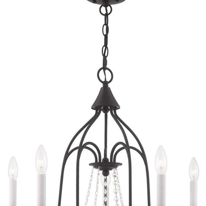 Black Five Light Dimmable Chandelier With Shades
