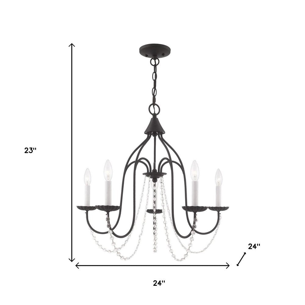 Black Five Light Dimmable Chandelier With Shades
