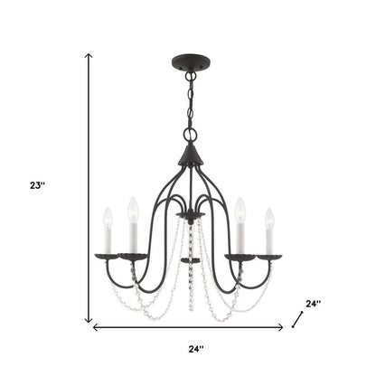 Black Five Light Dimmable Chandelier With Shades