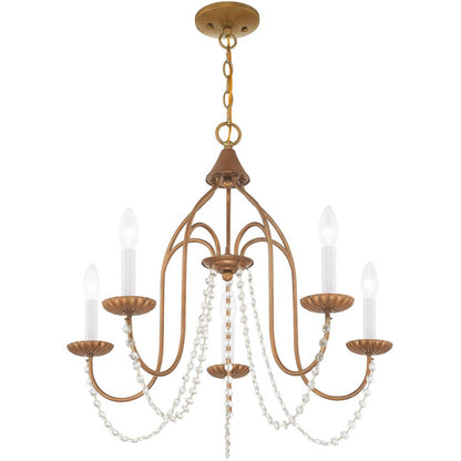 Five Light Dimmable Chandelier With Shades