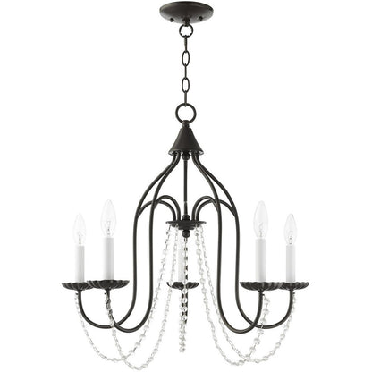 Five Light Dimmable Chandelier With Shades
