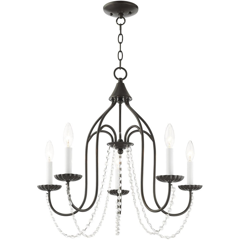 Five Light Dimmable Chandelier With Shades