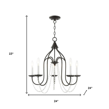 Five Light Dimmable Chandelier With Shades