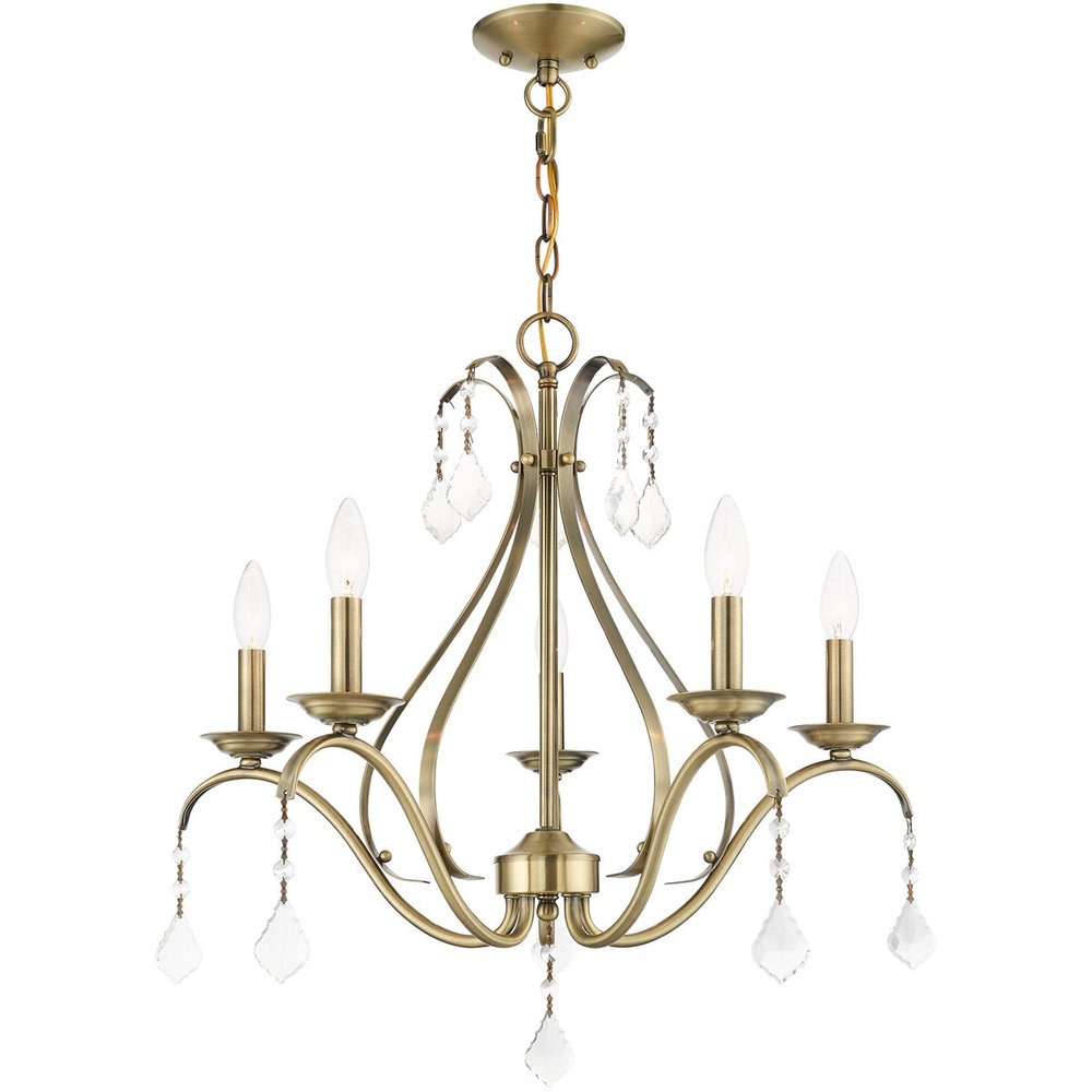 Five Light Dimmable Chandelier With Shades