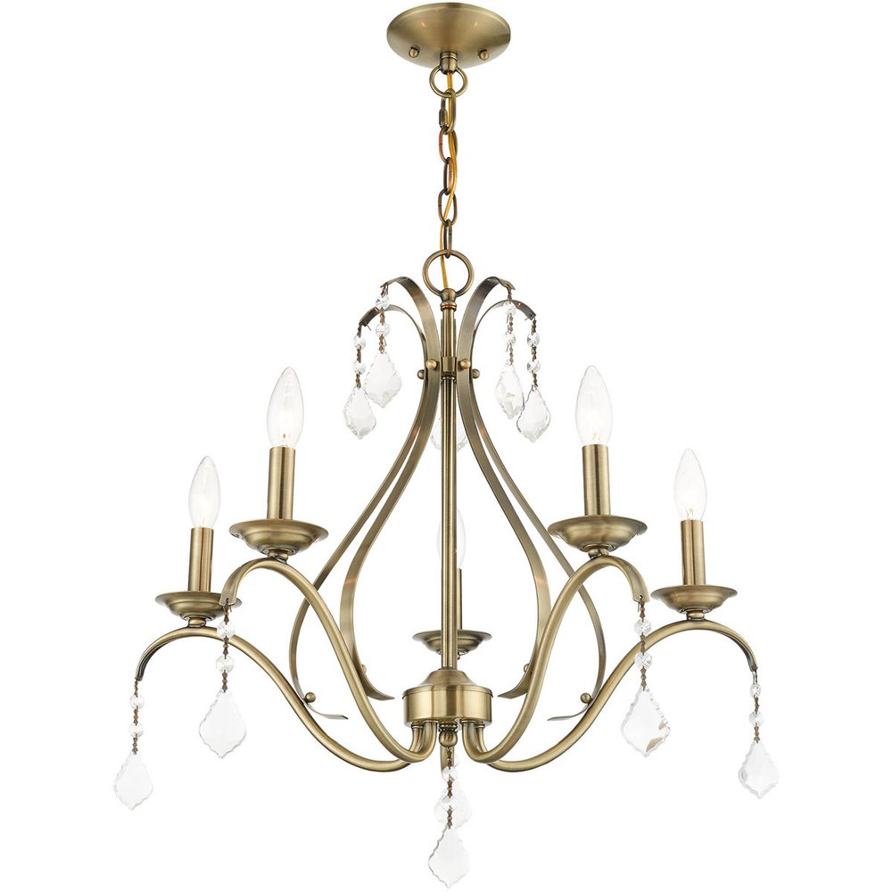 Five Light Dimmable Chandelier With Shades