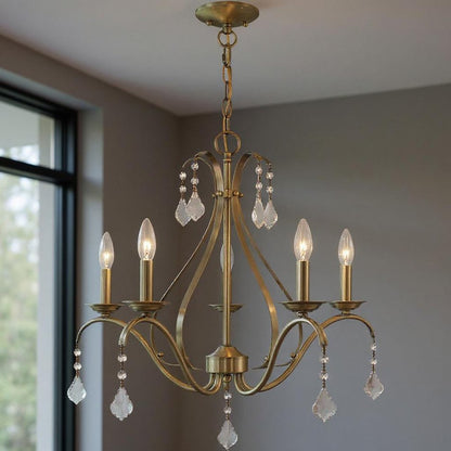 Five Light Dimmable Chandelier With Shades