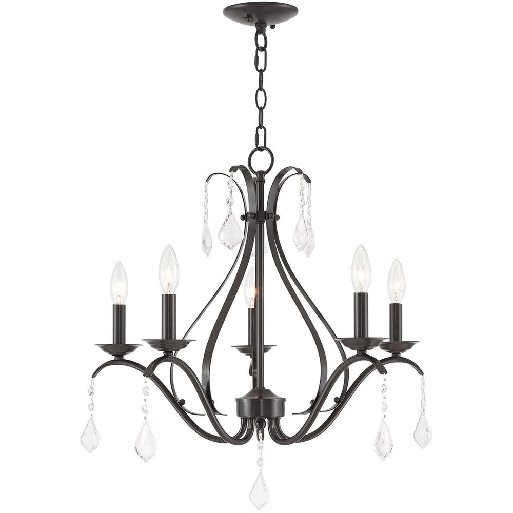 Five Light Dimmable Chandelier With Shades