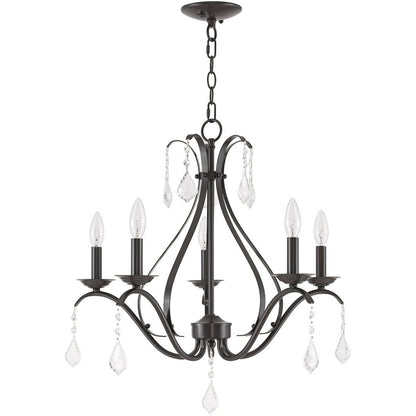 Five Light Dimmable Chandelier With Shades