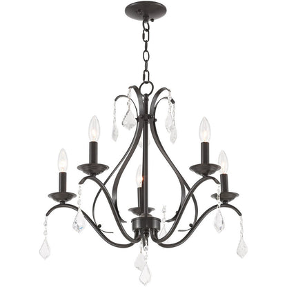 Five Light Dimmable Chandelier With Shades