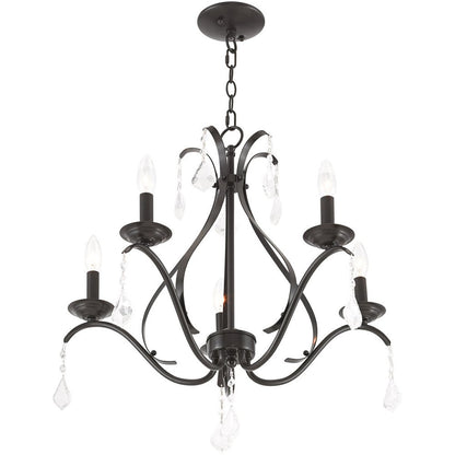 Five Light Dimmable Chandelier With Shades