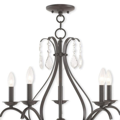 Five Light Dimmable Chandelier With Shades