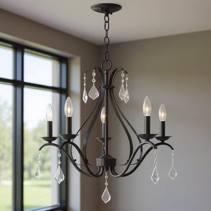 Five Light Dimmable Chandelier With Shades