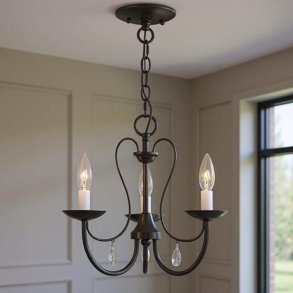 Three Light Dimmable Chandelier With Shades