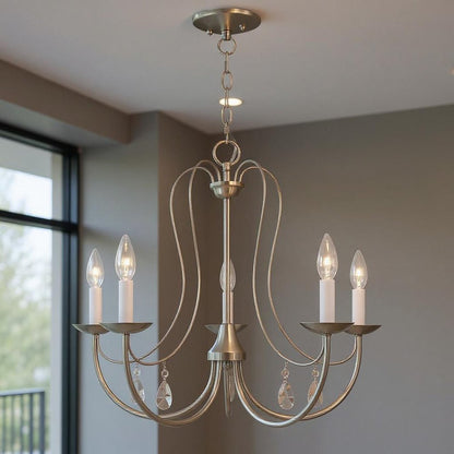 Five Light Dimmable Chandelier With Shades