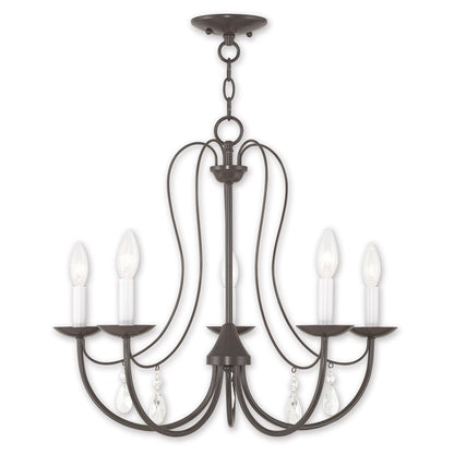 Five Light Dimmable Chandelier With Shades