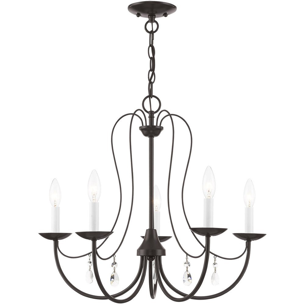 Five Light Dimmable Chandelier With Shades