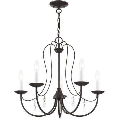 Five Light Dimmable Chandelier With Shades