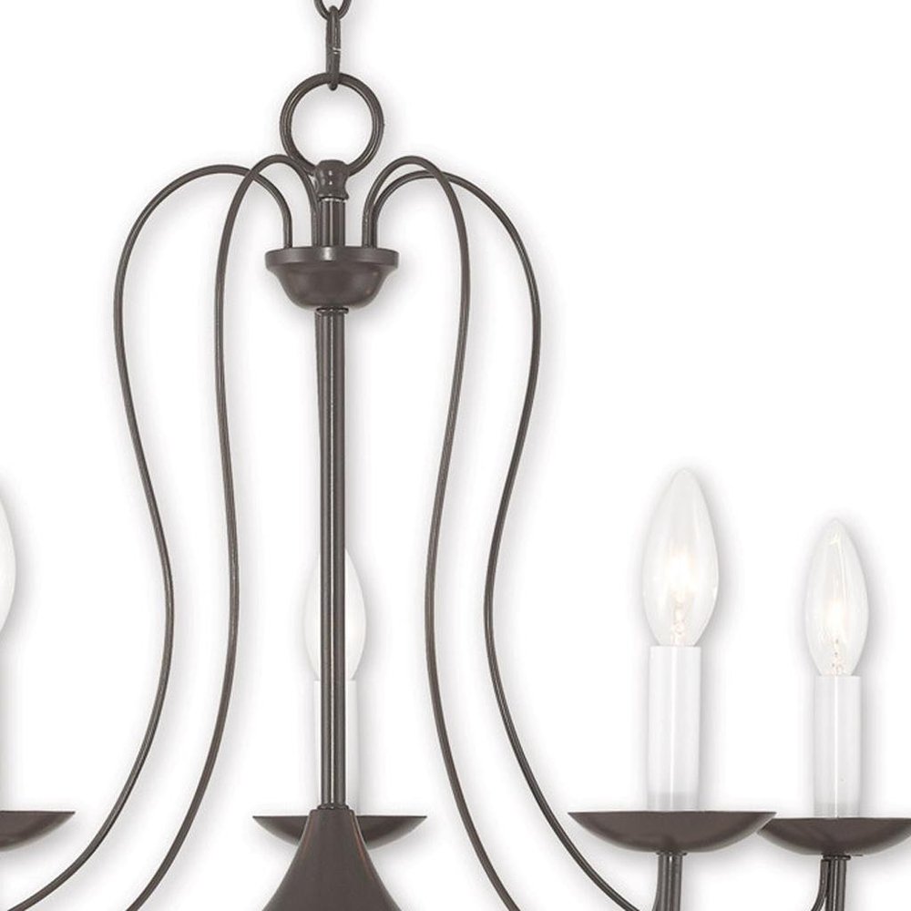 Five Light Dimmable Chandelier With Shades