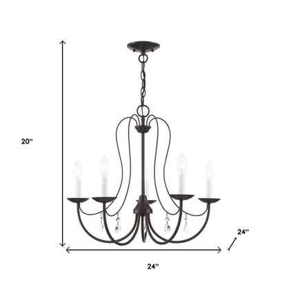 Five Light Dimmable Chandelier With Shades