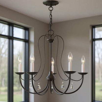Five Light Dimmable Chandelier With Shades