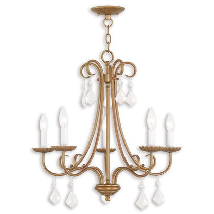 Five Light Dimmable Chandelier With Shades