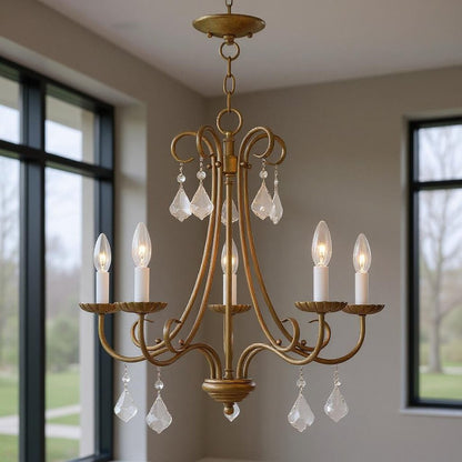 Five Light Dimmable Chandelier With Shades