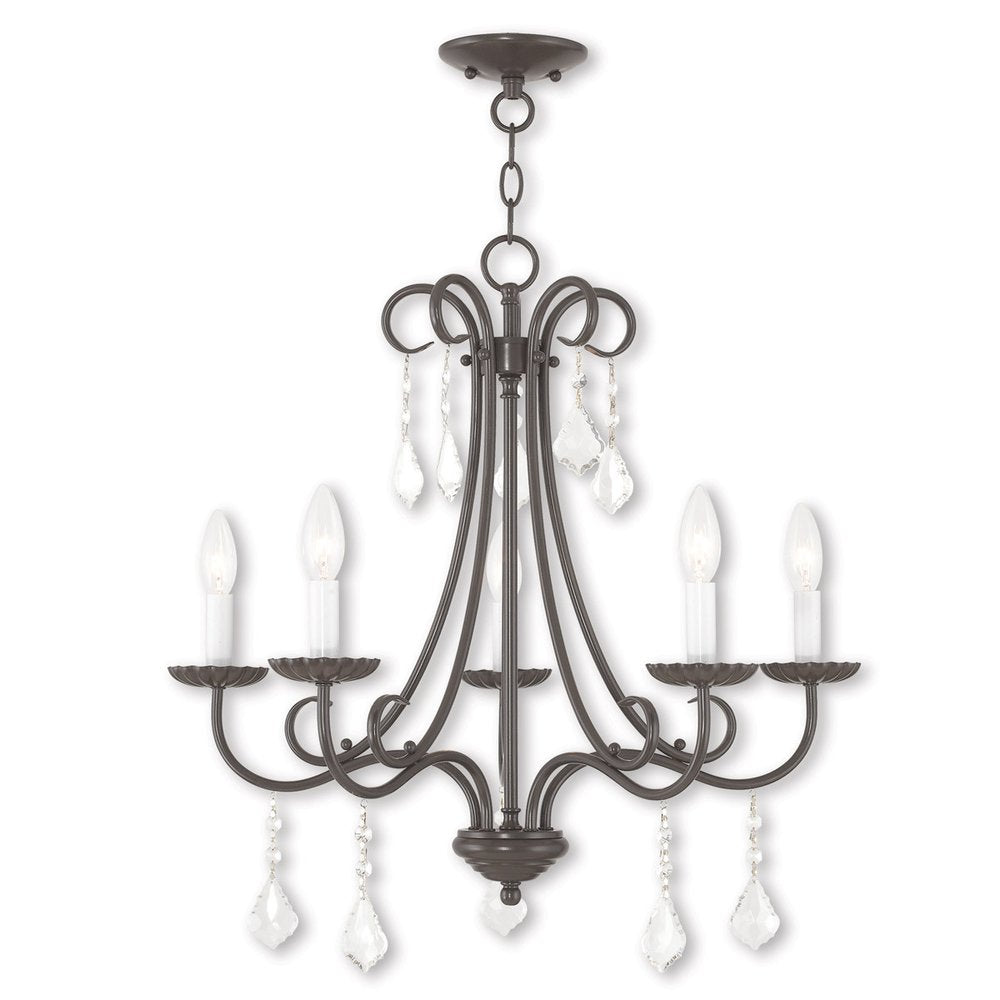 Five Light Dimmable Chandelier With Shades