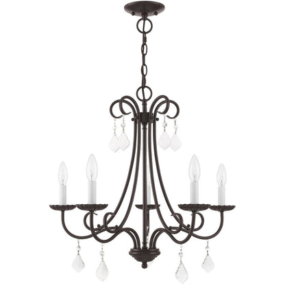 Five Light Dimmable Chandelier With Shades