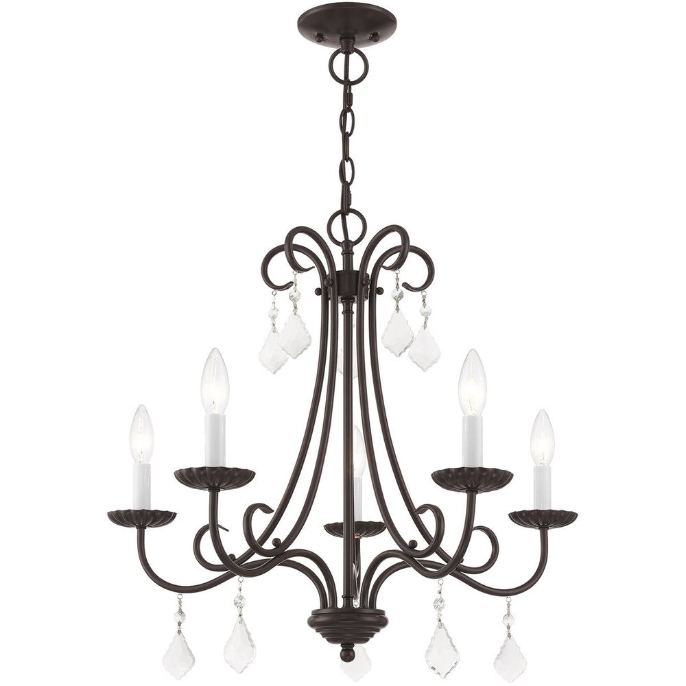 Five Light Dimmable Chandelier With Shades