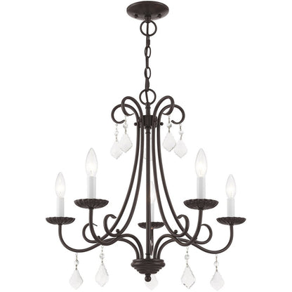 Five Light Dimmable Chandelier With Shades