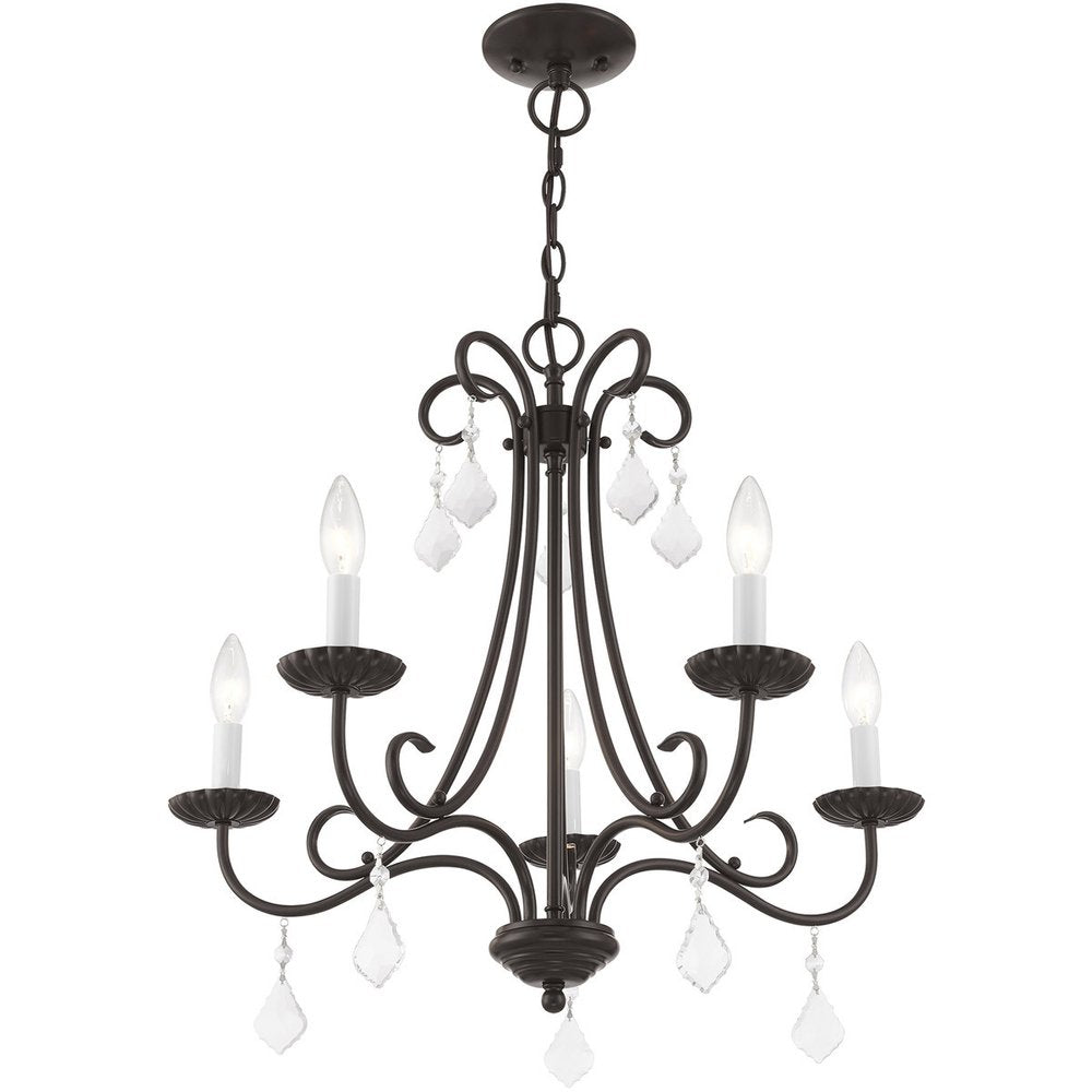 Five Light Dimmable Chandelier With Shades