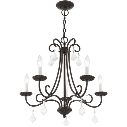 Five Light Dimmable Chandelier With Shades