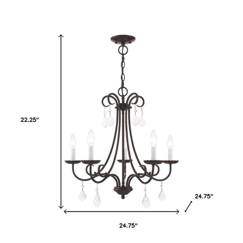 Five Light Dimmable Chandelier With Shades
