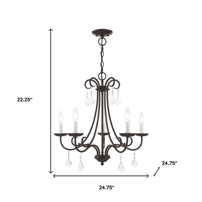 Five Light Dimmable Chandelier With Shades
