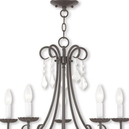 Five Light Dimmable Chandelier With Shades