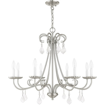 Eight Light Dimmable Chandelier With Shades