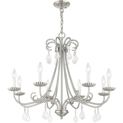 Eight Light Dimmable Chandelier With Shades