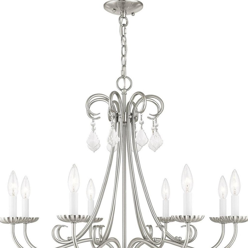 Eight Light Dimmable Chandelier With Shades