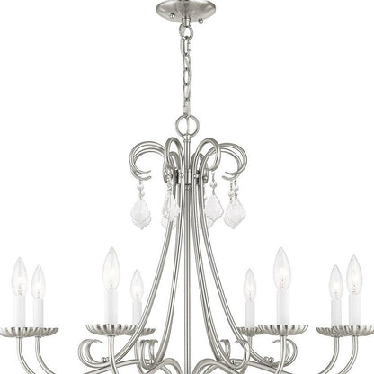Eight Light Dimmable Chandelier With Shades