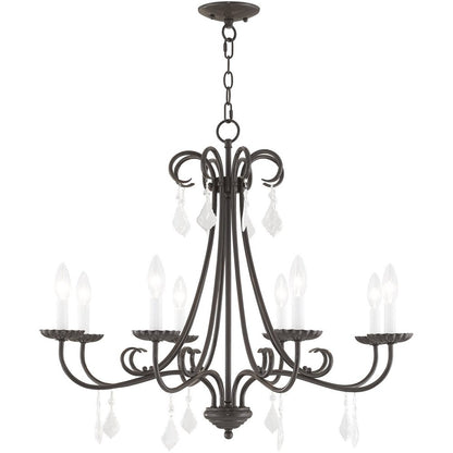 Eight Light Dimmable Chandelier With Shades