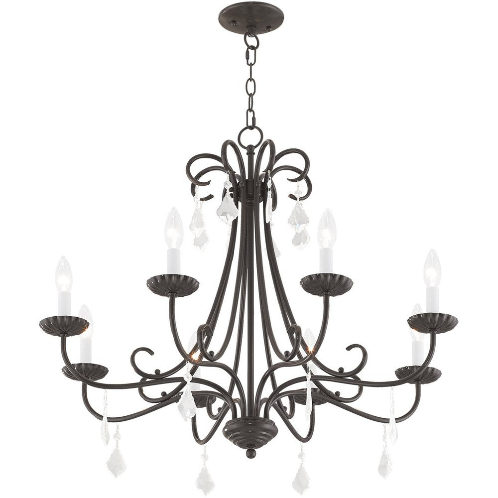 Eight Light Dimmable Chandelier With Shades